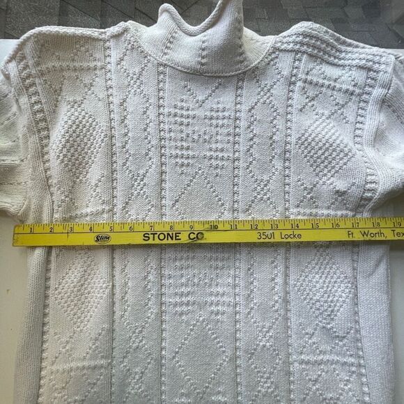 Liz‎ Wear, Cream Cable Knit Mock Turtle Sweater - Picture 3 of 10